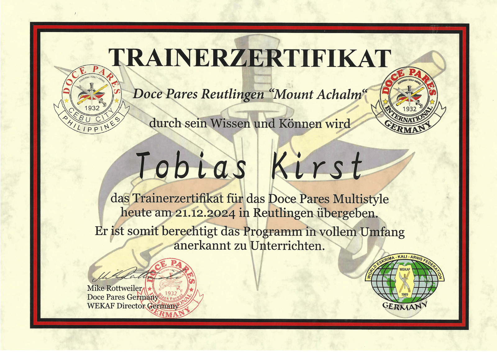 Gewaltprävention Zertifikat